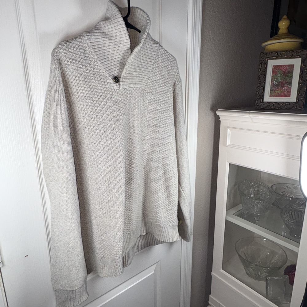 Old Navy San Francisco Men's Ivory Pullover Sweater L – High Neck/Button, EUC Cl - Picture 4 of 6